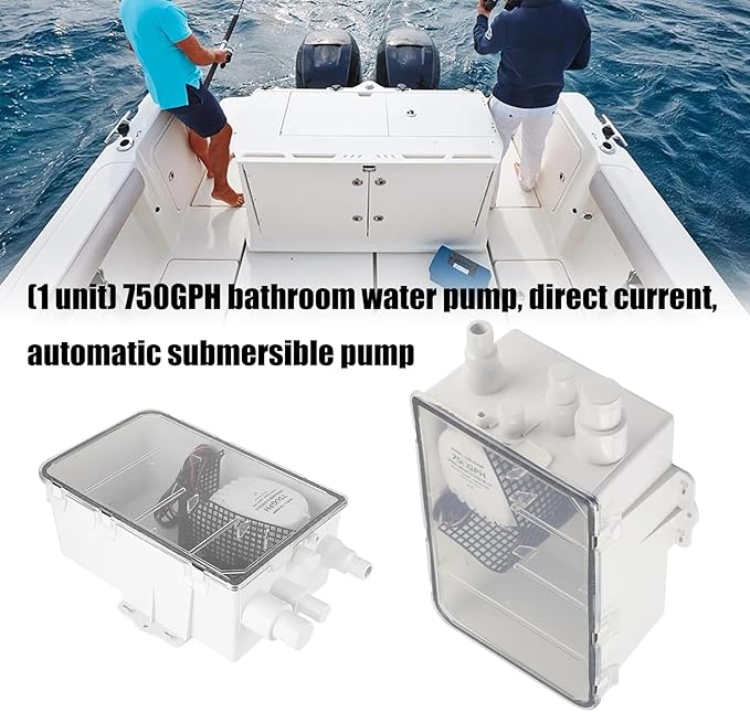 750GPH Portable Bath Shower Water Pump with Auto Float Mechanism Immersible Bilge Pump for Outdoor Camping Sink Drainage