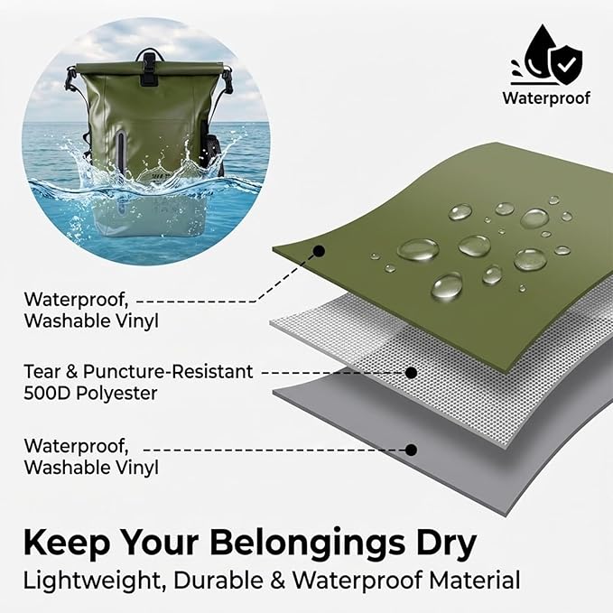 Dry Bag Waterproof 25L-Floating&ampLightweight Bags for Women Waterproof Backpack for Kayaking Boating FishingPaddle boarding Camping HikingRoll-Top Seal&ampAdjustable Shoulder Straps