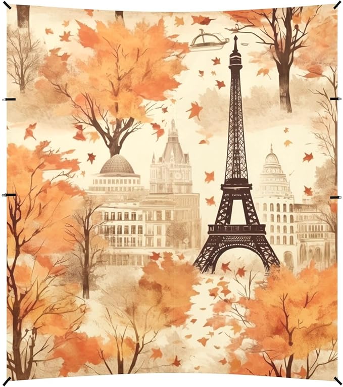 ALAZA Vintage Paris Eiffel Tower Maple Leave Beach Tent Sun Shelter Portable Canopy Sunshade for Outdoor Camping Picnics Backyard Fun 10x9 ft