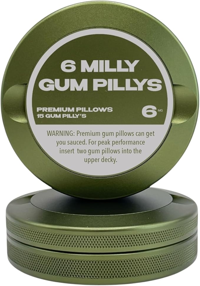 6 Milly | Metal Container for Zyn Premium Aluminum Can &amp Rugged Pouch Holder | Extra Capacity Knurled Grip &amp Used Pouch Storage | EDC (Military Green)