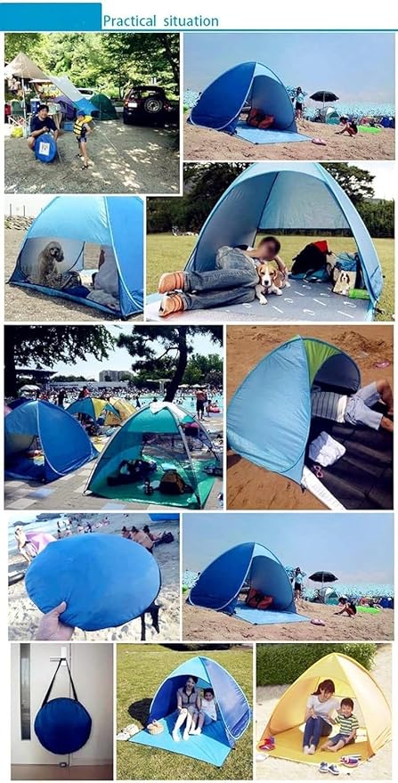 Pop Up Beach Camping Tent UPF 50+ for Uv Sun Protection Waterproof Sun Shades Beach Umbrella for Family for Outdoor Patio Fishing Picnic Pool Parties (Green)