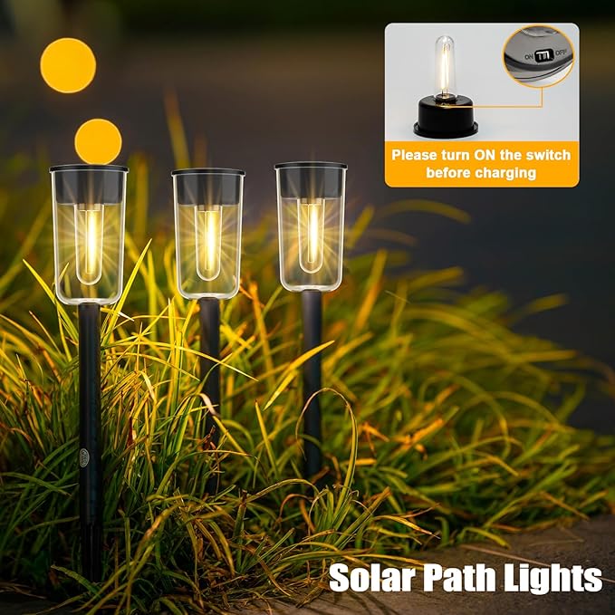 VISFLAIR 8 Pack Solar Pathway Lights Solar Lights Outdoor Waterproof Garden Stake for Outside Yard Landscape Path Walkway Driveway Lawn Decor