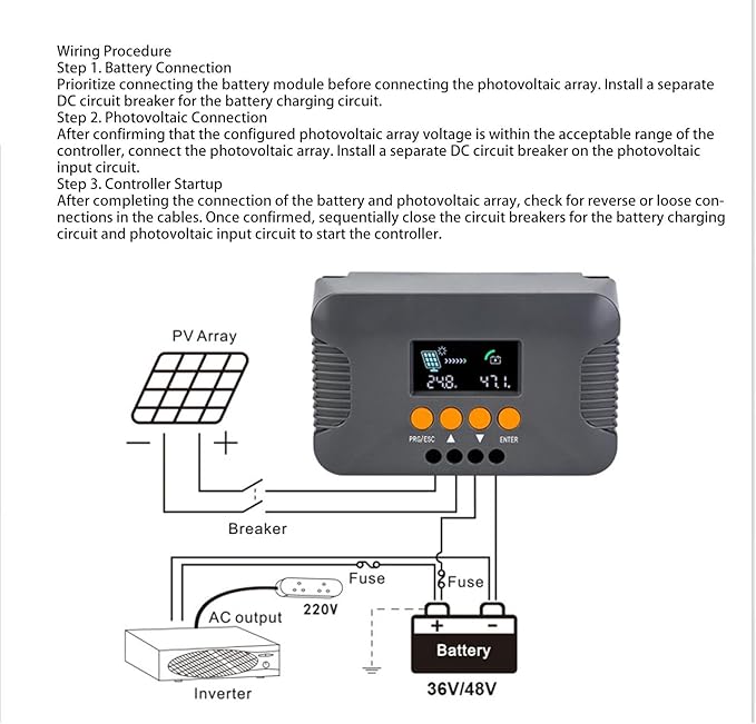Boost MPPT Solar Charg Controller 24V 36V 48V 60V 72V 10A MPPT Charg Controller for Sealed Gel FLD Li Battery Solar Panel Battery Regulator for Golf Carts Electric Vehicles