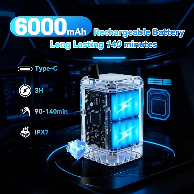 Camping Shower with Heater Portable – 6000mAh Rechargeable Hot Water Shower Pump with LED Display 3 Spray Modes for Outdoor Camping RV Pet Bath Car Wash Travel