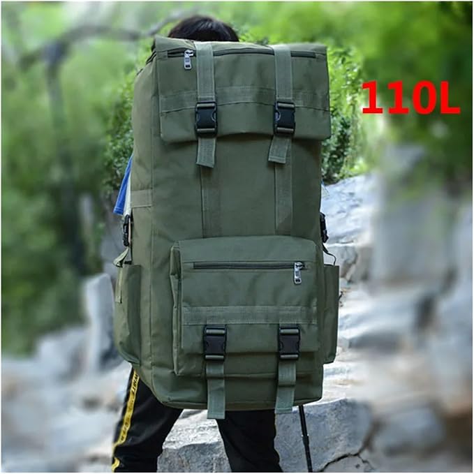 PURYN 110L Men Hiking Bag Camping Backpack Men Large Outdoor Climbing Trekking Travel Rucksack Tactical Bags Luggage Bag(Black)