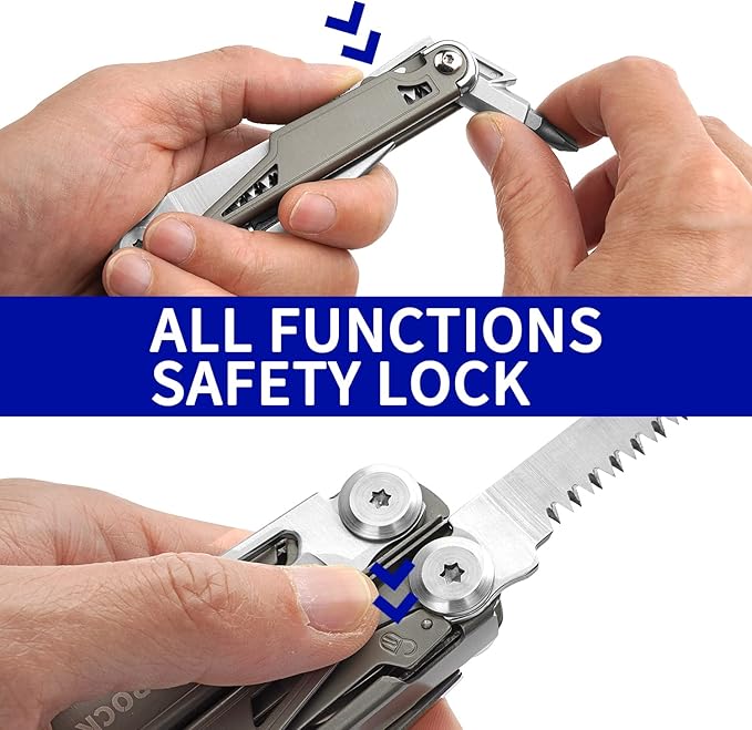 ROCKTOL Multitool19-in-1 Multitool Pliers with Titanium-plated Handle Safety Locking Lightweight EDC Tool and Nylon Sheath for MenOutdoor SurvivalHikingCamping