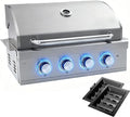 28-inch Built-in Gas Grill4 Burner Propane Grill with Rear Burner 48400 BTU Built-in BBQ Grill Stainless Steel Charcoal and Propane Gas Dual Fuel for Outdoor Kitchen Island