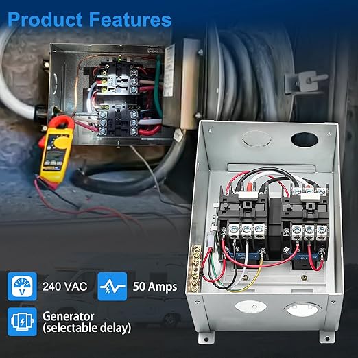 RV 50 Amp Transfer Switch Automatic Transfer Switch for RV Speedboats Home Standby PD52 Power Supply 120/240 Volt Dual Protection