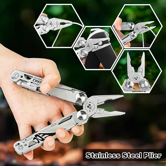 Viperade VAK2 Multitool 20 In 1 Stainless Steel Multi Tool Pliers Pocket Knife with Self-Locking Foldable Heavy-duty Multitools with Scissors and Screwdriver Bits Set for Hiking Camping Repair