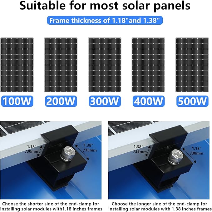 4 Set Solar Panel Roof Mounting Kit Aluminum Solar Panel Mounting Rails Bracket Foot for RV Ship Roof