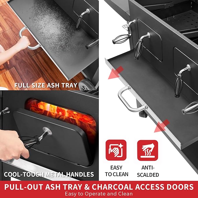 Kenadne Charcoal Grill Outdoor BBQ Grill Extra Large Cooking Area 794 Square Inches with Two Individual &amp Adjustable Charcoal Tray Foldable Side Tables for Outdoor Cooking grill Backyard