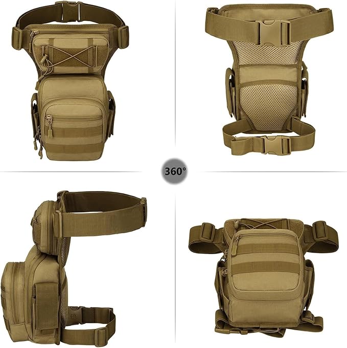 Tactical Drop Leg Bag for Men Women Military Thigh Pouch Outdoor Motorcycle Riding Hiking Waist Fanny Pack Travel Bag(Brown)