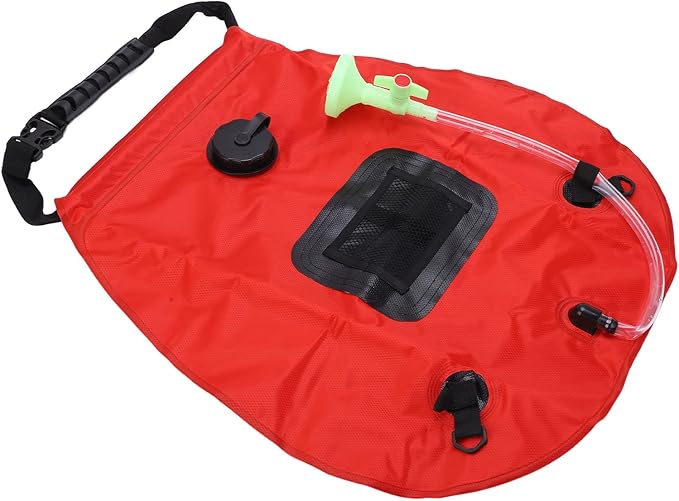 20L Folding Solar Heated Shower Bag Outdoor Portable Shower with Hose and Adjustable Shower Head Solar Camping Bath Bag for Hiking Backpacking Fishing