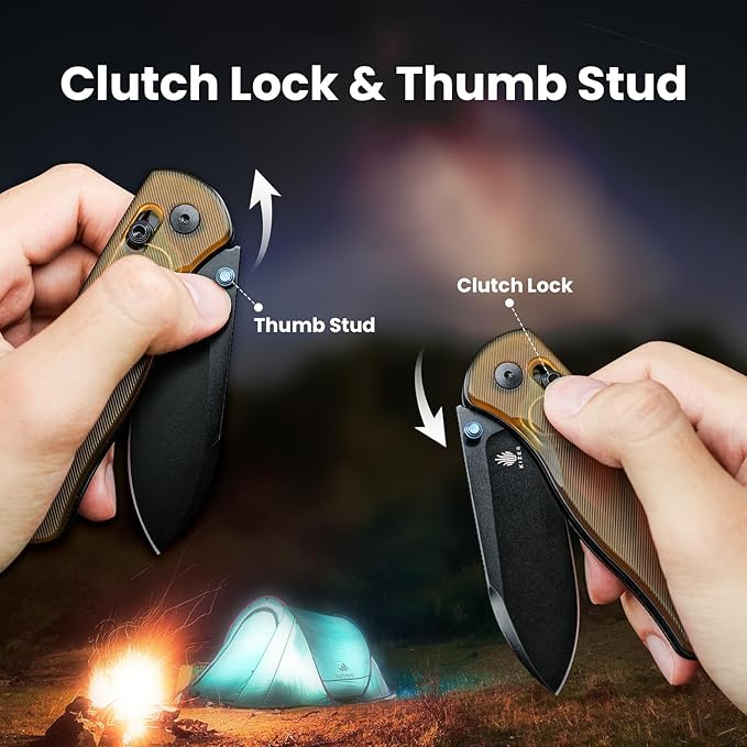 Kizer Drop Bear EDC Pocket Knife 2.98” Nitro-V Steel Blade PEI Handle Folding Knife with Thumb Stud Opener Clutch Lock Knife for Men Women Gift V3619A2