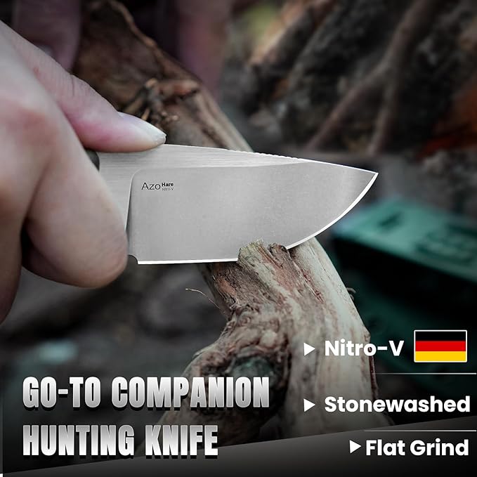 Kizer Hare Fixed Blade Knife with Sheath 3.14 Nitro V Blade EDC Hunting Knife with Olive Green G10 Handle Small Bushcraft Neck Knives Outdoor Camping Knives for Men Women 1077M2