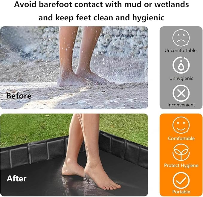 Camping Shower Pan with Drain Pipe Shower Floor Foldable Outdoor Shower Stall for RV Beach Glamping