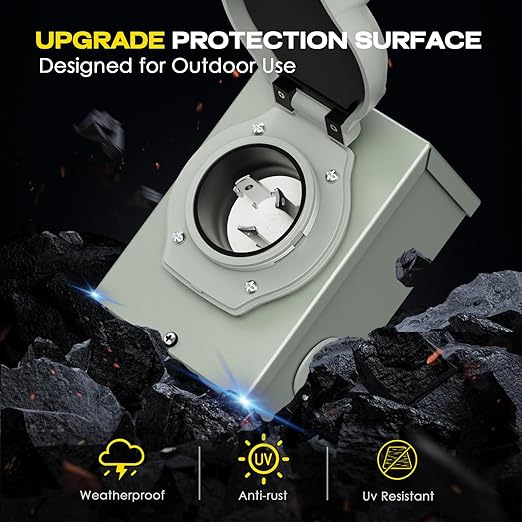 Rophor 30 Amp Generator Power Inlet Box NEMA L5-30P Power Inlet Box for 3 Prong Generator Cord 125 Volt 3750 Watts Weatherproof Outdoor Use ETL Listed