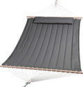 SUNCREAT Heavy Duty Hanging Tree Hammock 475 lbs Capacity Two Person Hammock with Large Soft Pillow Tree Hooks Gray