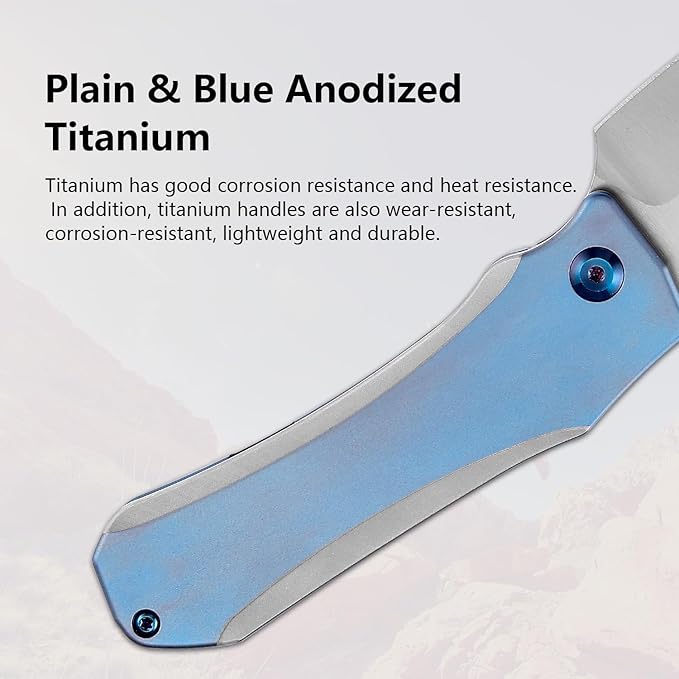 KANSEPT Loki Pocket Folding Knives for Men EDC Camping Folding Knife 2.99'' Satin CPM S35VN Blade Material Pocket with Plain &amp Blue Anodized Titanium Handle Everyday Carry K1058A2