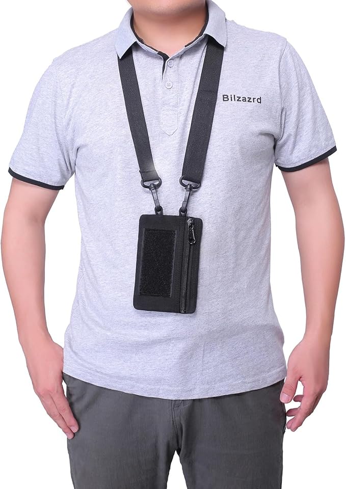 Tactical Compact Pocket Organizer Card Key Coin Everyday Carry Gear Pouch with Neck Lanyard MOLLE Zipper Utility Admin Bag
