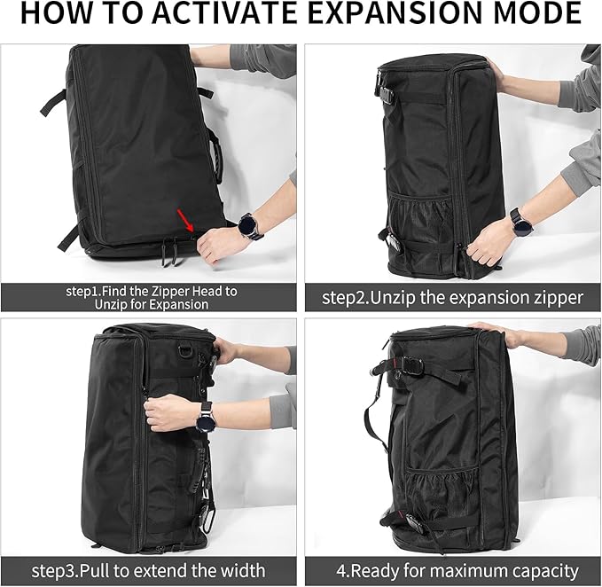 YOUMIAN Large Capacity For Travel Hiking Sports Carry On Backpack Durable Convertible Duffle Bag Laptop airplane (black 60L-Large)
