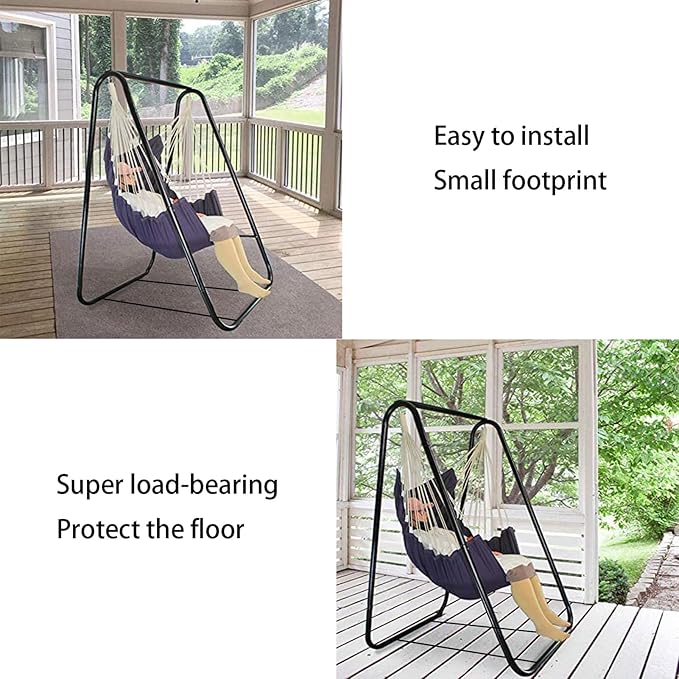 Hammock Chair Stand (Hammock Chair not Include) 220Lbs Swing Stand Heavy Duty Hanging Chair Stand for Outdoor Indoor (A-Shaped Construction) Black
