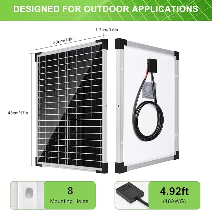 Solar Panel Kit 25W 12V Monocrystalline Battery Maintainer with10A Solar Charge Controller and Extension Cable with Battery Clips O-Ring Terminal for RV Trailer Boat Off Grid System