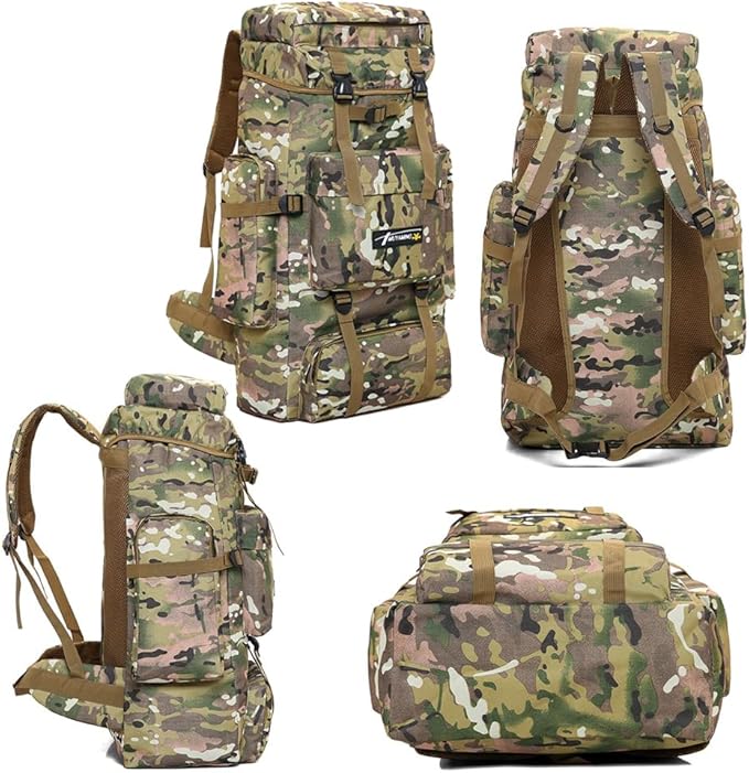 Tactical Military Molle Backpack 65L 900D Oxford Waterproof Internal-Frame Hiking Camping Backpack Sports Bag With Rain Cover