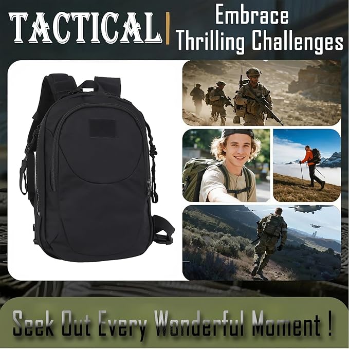 Tactical Backpack and Vest Dual-Use Integrated Large-Capacity Molle Webbing Backpack Outdoor Travel Backpack(Black)