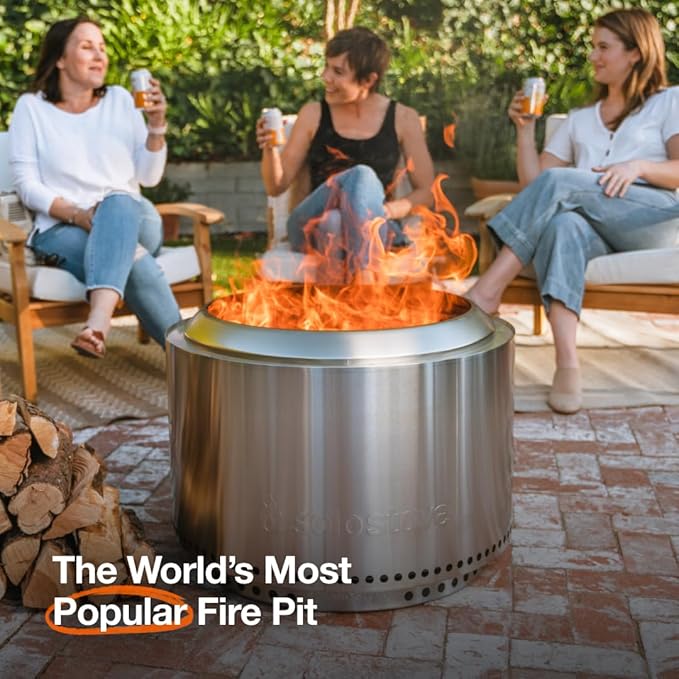 Solo Stove Yukon Essential Bundle | Portable Smokeless Fire Pit Stainless Steel for Wood Burning Incl. Yukon Fire Pit Lid and Stand Diameter: 27in Height: 19.8in Weight: 40.35lbs