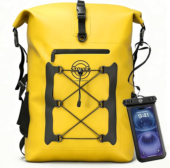 STOVER 5/10/25/30/40/55L Waterproof Dry Bag- Roll-Top Backpack w/Phone Case- Kayaking Hiking Camping Boating- Men/Women