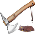 Grumpy Bear 15 Survival Axe Camping Hatchet – Forged High Carbon Steel Blade with Walnut Wood Handle – Anti-Slip Grip – Ideal for Bushcraft Wood Splitting &amp Outdoor Adventures Silver Wood