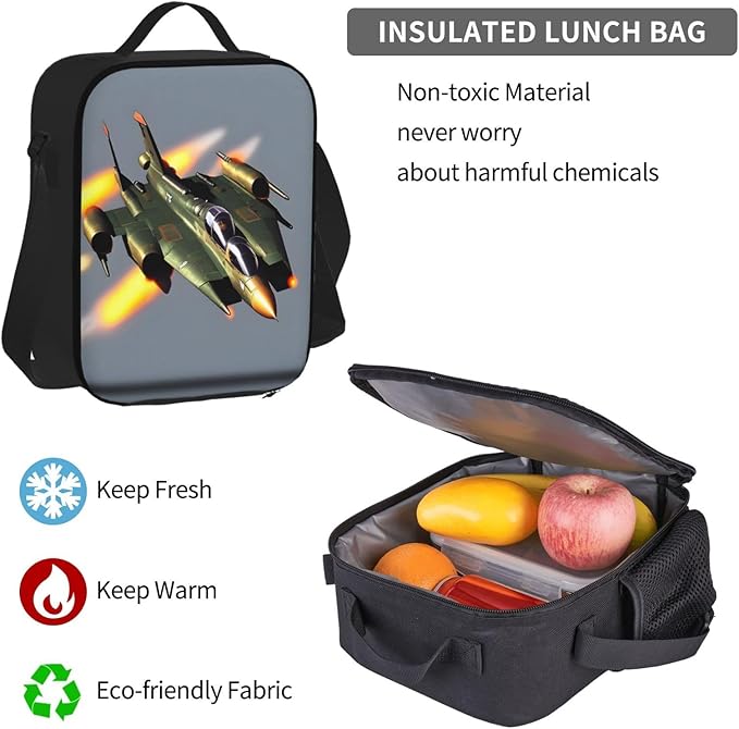 3pcs Backpack Sets Jet Fighters Printed Backpacks Set With Lunch Bag Pencil Pouch