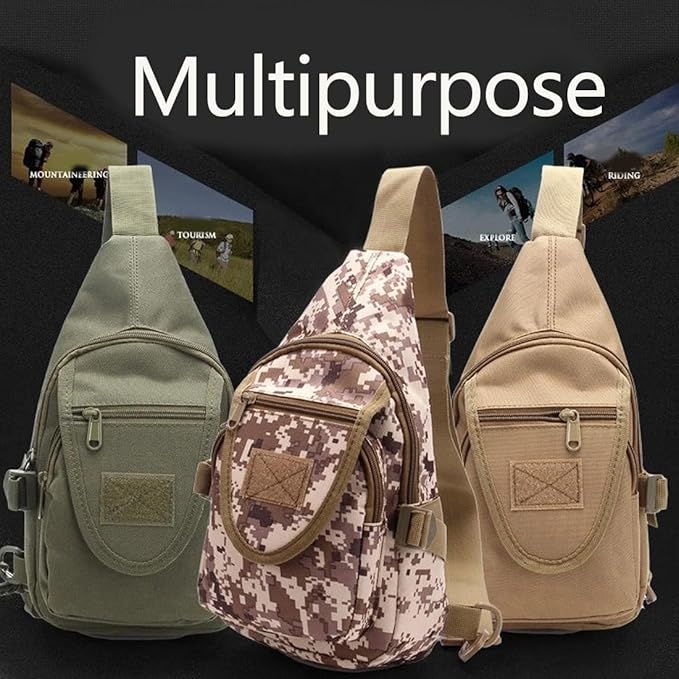 Tactical Backpack Waterproof Military Cross-body Sling Shoulder Backpack Chest Bag for Outdoor Every Day Carry (Military Green)
