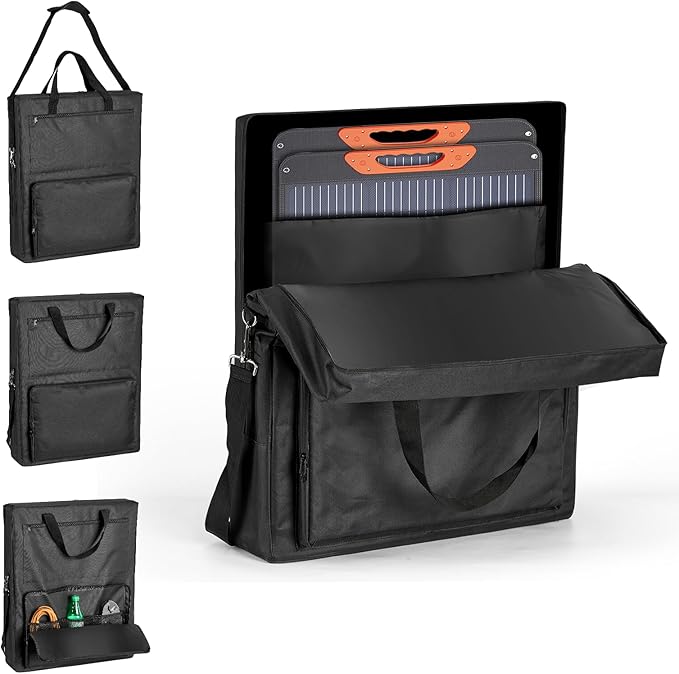 Solar Panel Carrying Case - Heavy Duty Padded Storage Bag for Jackery SolarSaga 100W Waterproof Travel Case compatible with Zoupw 100w 110wwith Pockets for Cables Accessories