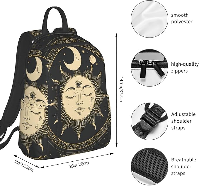 Anti Theft Laptop Backpack Travel Backpacks Bookbag for Women &amp Men College Backpack (tarot card magic boho Vintage Sun Moon Stars)