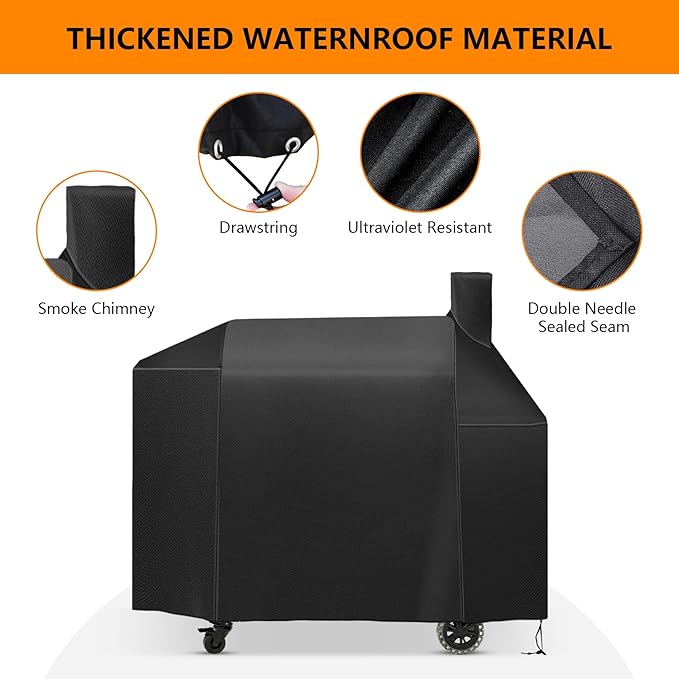 Grill Cover for Pit Boss Pro Series 1600Competition Series 1600Elite Series 1600PB1600CSPB1600PS2PB1600PSETitan 1600CS Pellet Smoker GrillHeavy Duty 600D Waterproof Pitboss Smoker CoverBlack