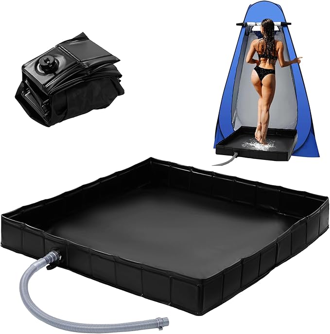 Foldable Camping Shower Base Portable Shower Pan Shower Tent Awning Base Indoor &amp Outdoor Shower Base - Keep Feet Clean Capture Water