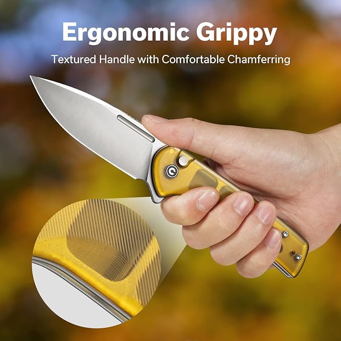CIVIVI Pocket Folding Knife with Flipper Opener for EDC 3.48 Nitro-V Blade Ultem Handle Conspirator Knife for Outdoor C21006-5