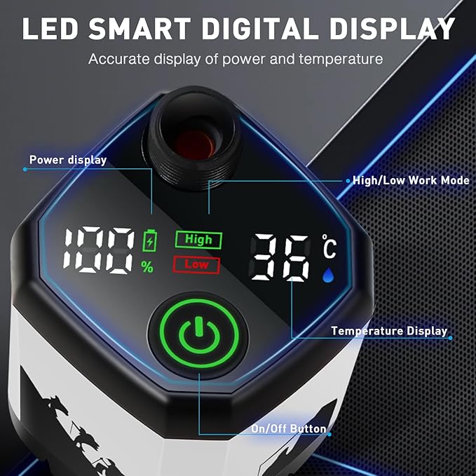 MIAOKE Upgrade Portable Camping Shower 7800mAh Outdoor Electric Shower Rechargeable Pump with Intelligent Digital Display Temperature Display Shower Head for Camping Hiking Traveling