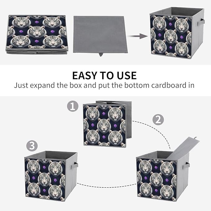 Clever Cube Storage Bins Starry Sky White Tiger Cute Practical Organizer for Small Spaces Fashionable Storage Solution