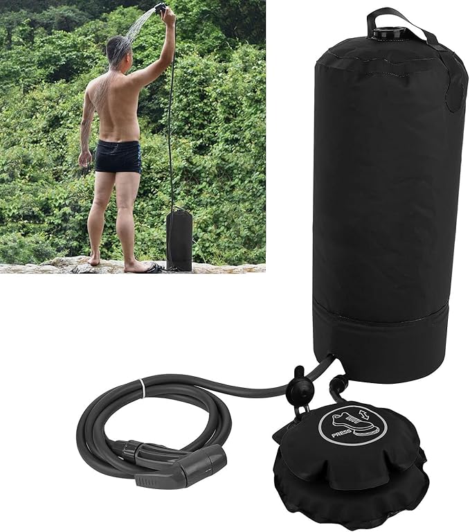 Solar Shower Bag 11L Portable Camping Shower Bag Special Nozzle Design Outdoor Shower with Shower Head Tube for Camping Hiking Traveling