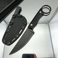 7.8 Outdoor Fixed Blade Knife Full Tang 8Cr13Mov Blade Non-Slip Handle with Grip Ring Kydex Sheath and Clip Compact EDC Camping Cutting Tools Men's Gift
