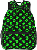 Green Paw print Backpack Multipurpose Shoulder Bag Capacity Gym Outdoor Hiking Travel Camping Gym Daypack 16in