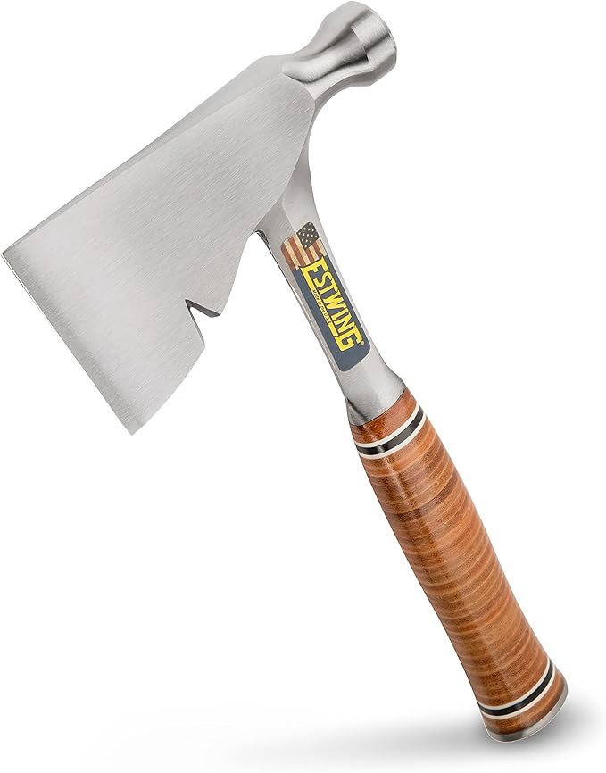 ESTWING Carpenter's Hatchet - 13 Carpenters Axe with Smooth Face &amp Genuine Leather Grip - E2H