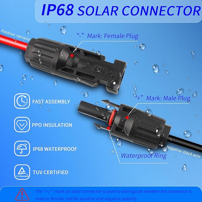 Solar Cable Entry Gland with 10Ft 10AWG Solar Extension CableThrough RV Roof Solar Entry Housing mc4 for Waterproof Solar Junction Box on RvBoatCamperVan