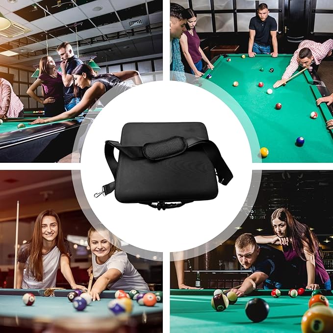 Pool Ball Case Travel Storage Organizer Box with Shoulder Strap Pool Ball Holder Storage Bag with Handle for Club Tournaments