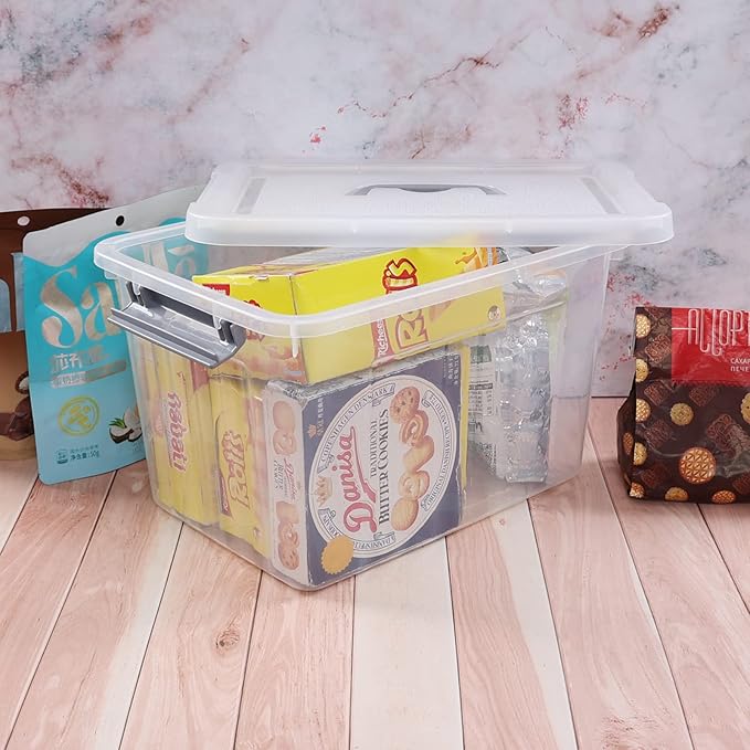 12 Qt Storage Container with Lid 1 Pack Latching Box Clear Bin with Handle