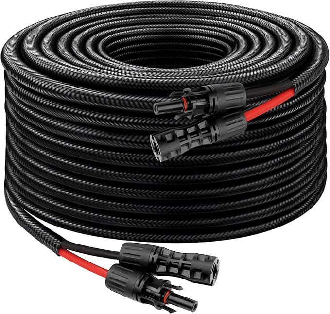 XRDS -RF Solar Cable 40FT 8AWG Solar Extension Cable with Male &amp Female Solar Connectors Flame-Retardant Protective Sleeving Solar Panel Cable Weatherproof PV Wire for Solar Panel Connection