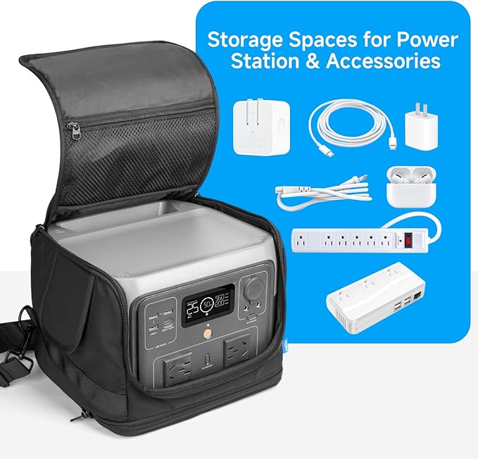 Xxerciz Carrying Case Compatible with ECOFLOW River 2 Pro/River 2 Max Storage Bag with Adjustable Shoulder Strap Soft Generator Cover with Waterproof Bottom and Side Zippers for Outdoor Travel